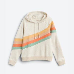 Faherty Cream Hoodie with Multicolor Stripes-Womens S